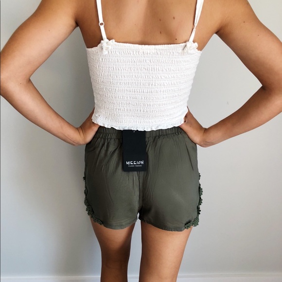 LF Olive Green Flowy Shorts